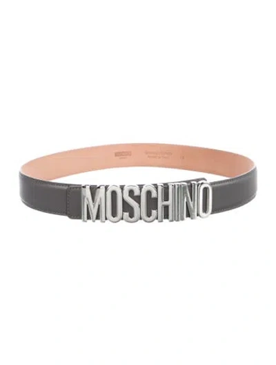 Pre-owned Moschino Leather Belt In Gray