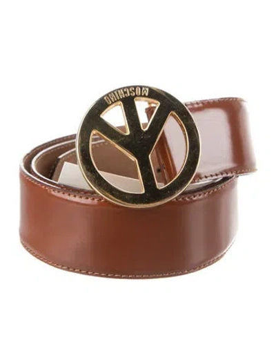 Pre-owned Moschino Leather Belt Kit In Brown
