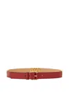 Moschino Adjustable Gold-tone Buckle Belt In Burgundy
