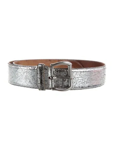 Pre-owned Moschino Leather Belt In Silver