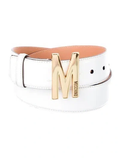 Pre-owned Moschino Leather Belt In White