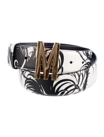 Pre-owned Moschino Leather Belt In White