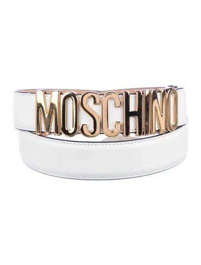 Pre-owned Moschino Leather Belt In White