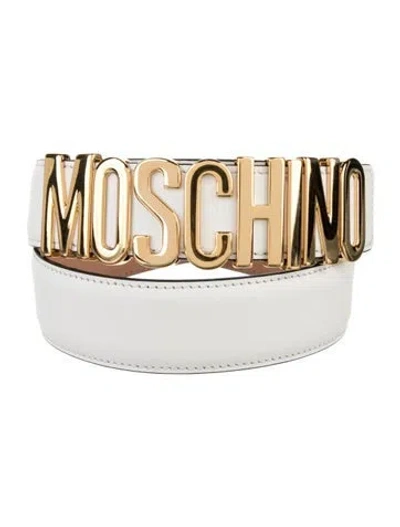 Pre-owned Moschino Leather Belt In White