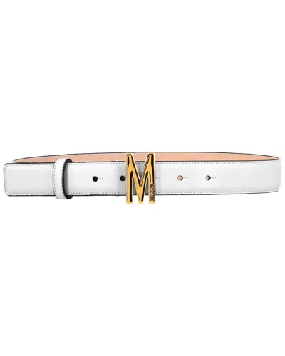 Moschino Leather Belt In White