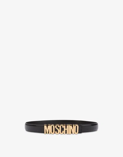 Moschino Leather Belt With Logo In Black