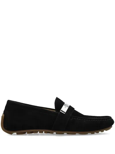 Moschino Leather Boat Shoes In Black