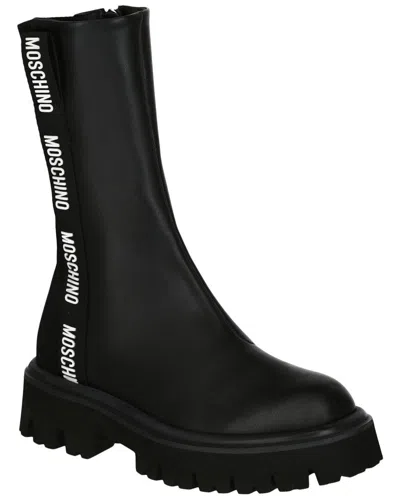 Moschino Leather Boot In Black