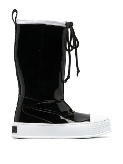 Moschino Leather Boots In Black