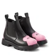 Moschino Leather Boots In Black