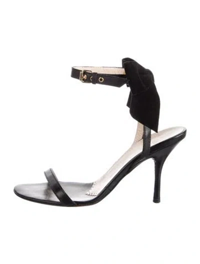 Pre-owned Moschino Leather Bow Accents Sandals In Black