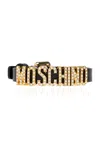 Moschino Logo-lettering Leather Bracelet In Nero