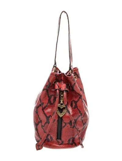 Pre-owned Moschino Leather Bucket Bag In Red