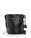 Moschino Leather Bucket Shoulder Bag In Black Multi