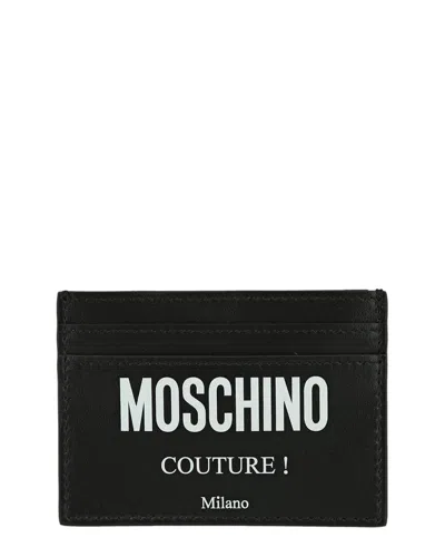 Moschino Leather Card Case In Black