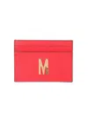 Moschino Couture Card Holder With Gold Plaque In Red