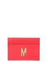 Moschino Couture Card Holder With Gold Plaque In Red