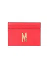 Moschino Couture Card Holder With Gold Plaque In Red