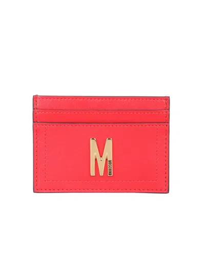 Moschino Leather Card Holder In Red