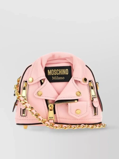 Moschino Leather Chain Shoulder Bag In Pastel