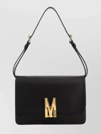 Moschino Leather Chain Strap Shoulder Bag In Black