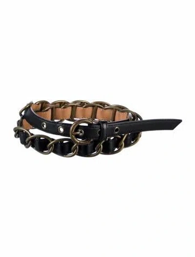 Pre-owned Moschino Leather Chain-link Accents Belt In Black