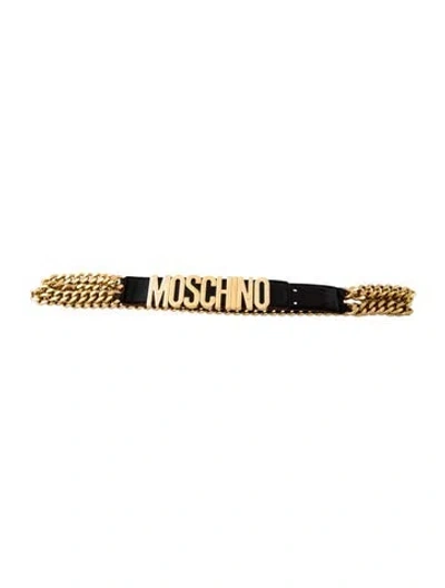 Pre-owned Moschino Leather Chain-link Accents Belt In Multi