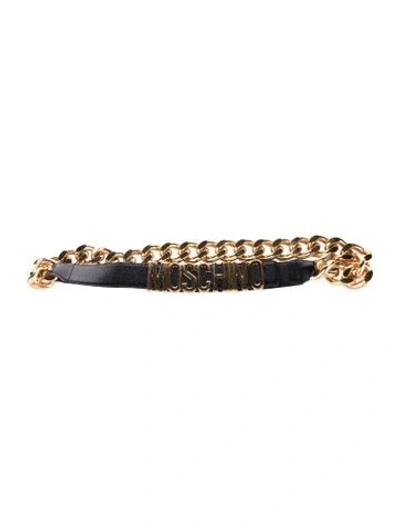 Pre-owned Moschino Leather Chain-link Accents Chain-link Belt In Black