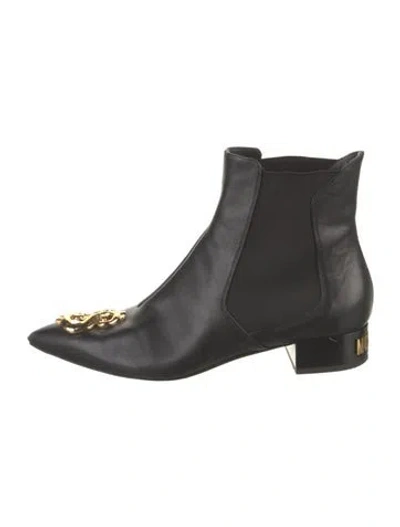 Pre-owned Moschino Leather Chelsea Boots In Black