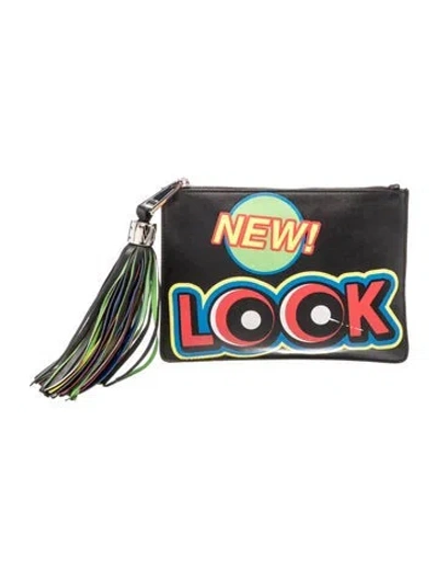 Pre-owned Moschino Leather Clutch In Black