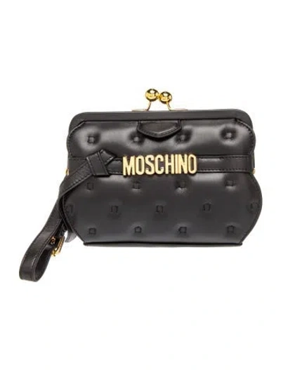 Pre-owned Moschino Leather Clutch In Black
