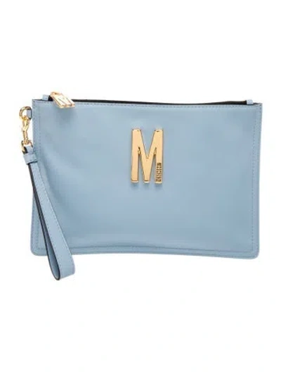 Pre-owned Moschino Leather Clutch In Blue