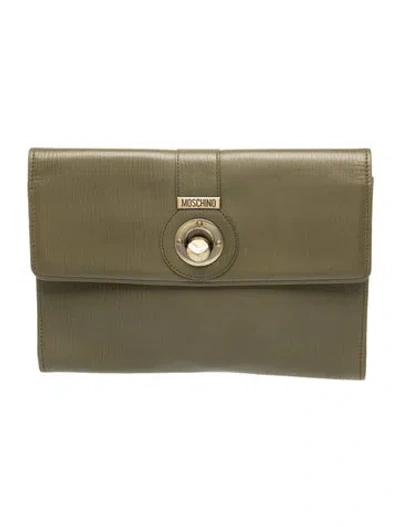 Pre-owned Moschino Leather Clutch In Green