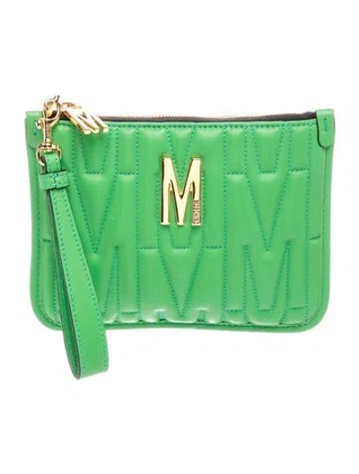 Pre-owned Moschino Leather Clutch In Green