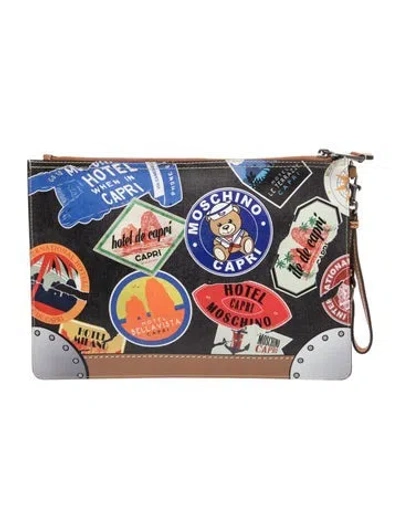 Pre-owned Moschino Leather Clutch In Multicolor