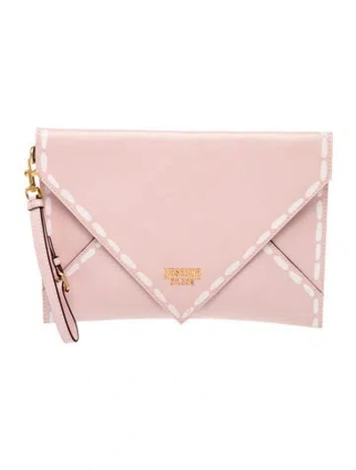Pre-owned Moschino Leather Clutch In Pink