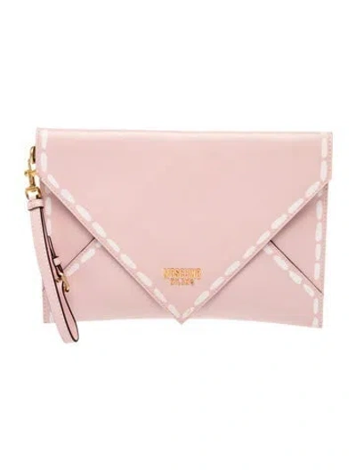 Pre-owned Moschino Leather Clutch In Pink