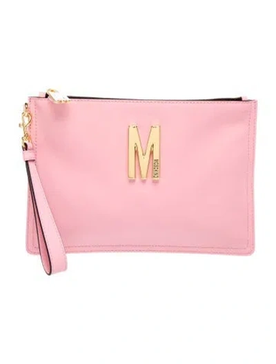 Pre-owned Moschino Leather Clutch In Pink