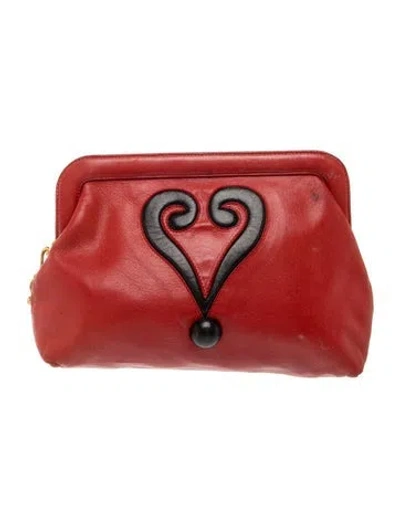 Pre-owned Moschino Leather Clutch In Red
