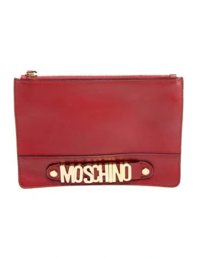 Pre-owned Moschino Leather Clutch In Red