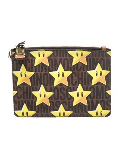 Pre-owned Moschino Leather Clutch W/ Tags In Multi