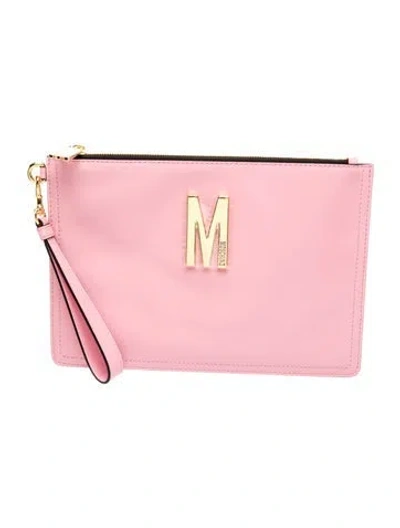 Pre-owned Moschino Leather Clutch W/ Tags In Pink