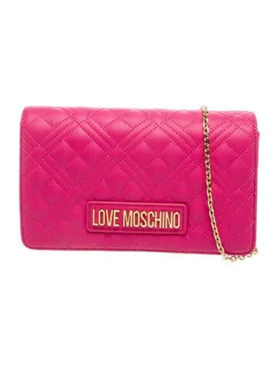 Pre-owned Moschino Leather Clutch W/ Tags In Pink