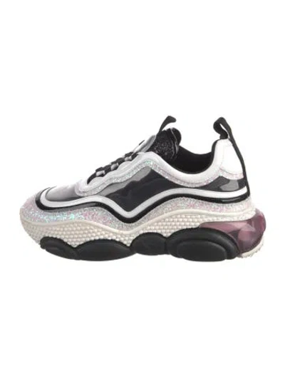 Pre-owned Moschino Leather Colorblock Pattern Chunky Sneakers In Multi