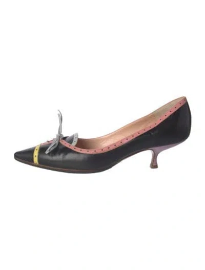 Pre-owned Moschino Leather Colorblock Pattern Pumps In Black