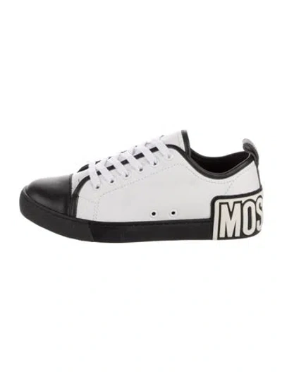 Pre-owned Moschino Leather Colorblock Pattern Sneakers In Black