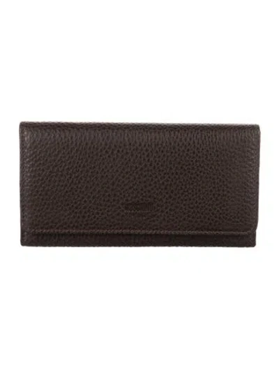 Pre-owned Moschino Leather Continental Wallet In Brown