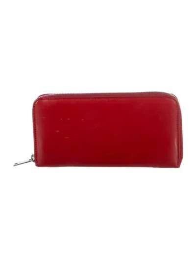 Pre-owned Moschino Leather Continental Wallet In Red