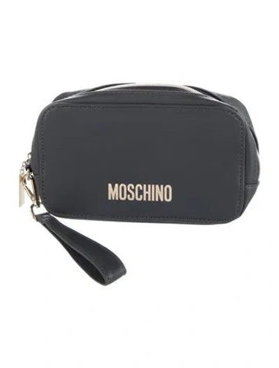 Pre-owned Moschino Leather Cosmetic Bag In Gray