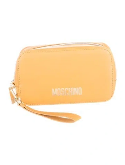 Pre-owned Moschino Leather Cosmetic Bag In Yellow